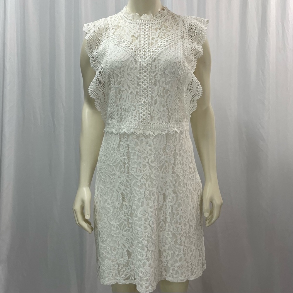 ONLY White Lace High Neck Dress Size 40/Large
